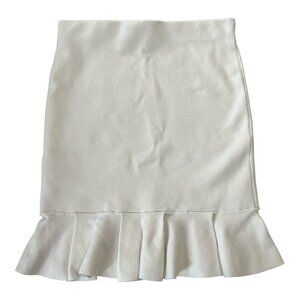 Express Body Contour Off White Stretch Ruffle Hem Skirt Size L